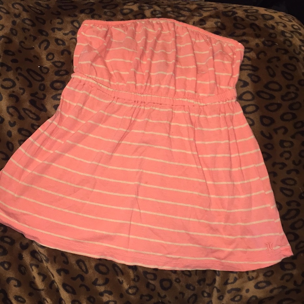 Small peach/Orange tube top w/ yellow stripes